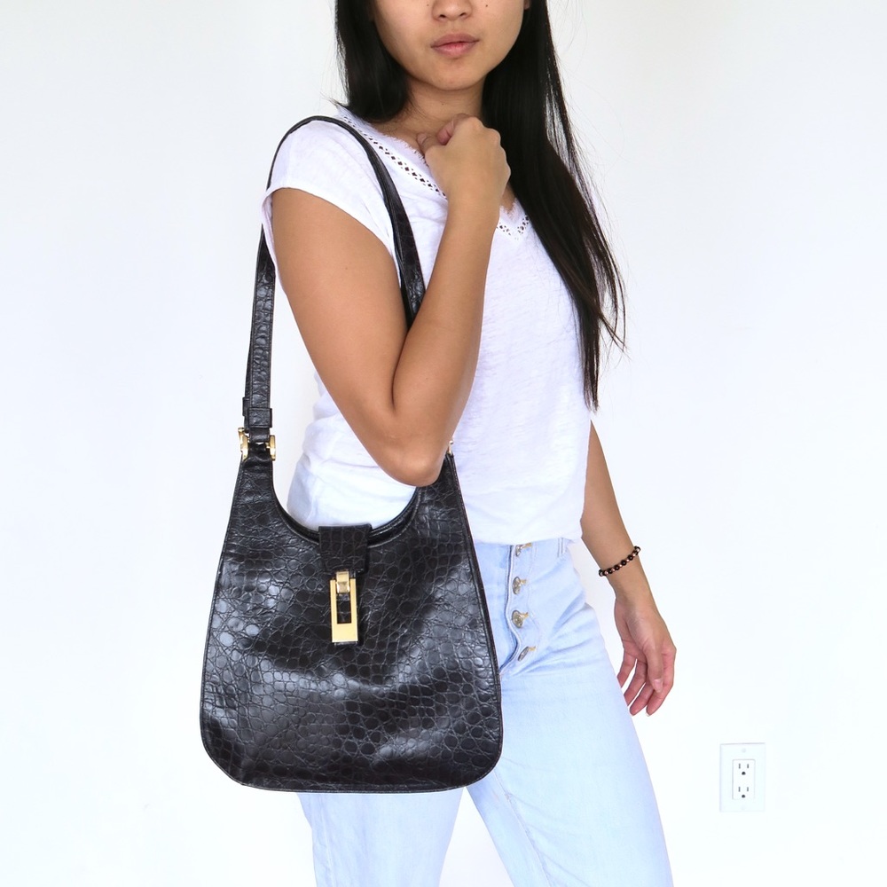 Rare Vintage Black Leather Handbag